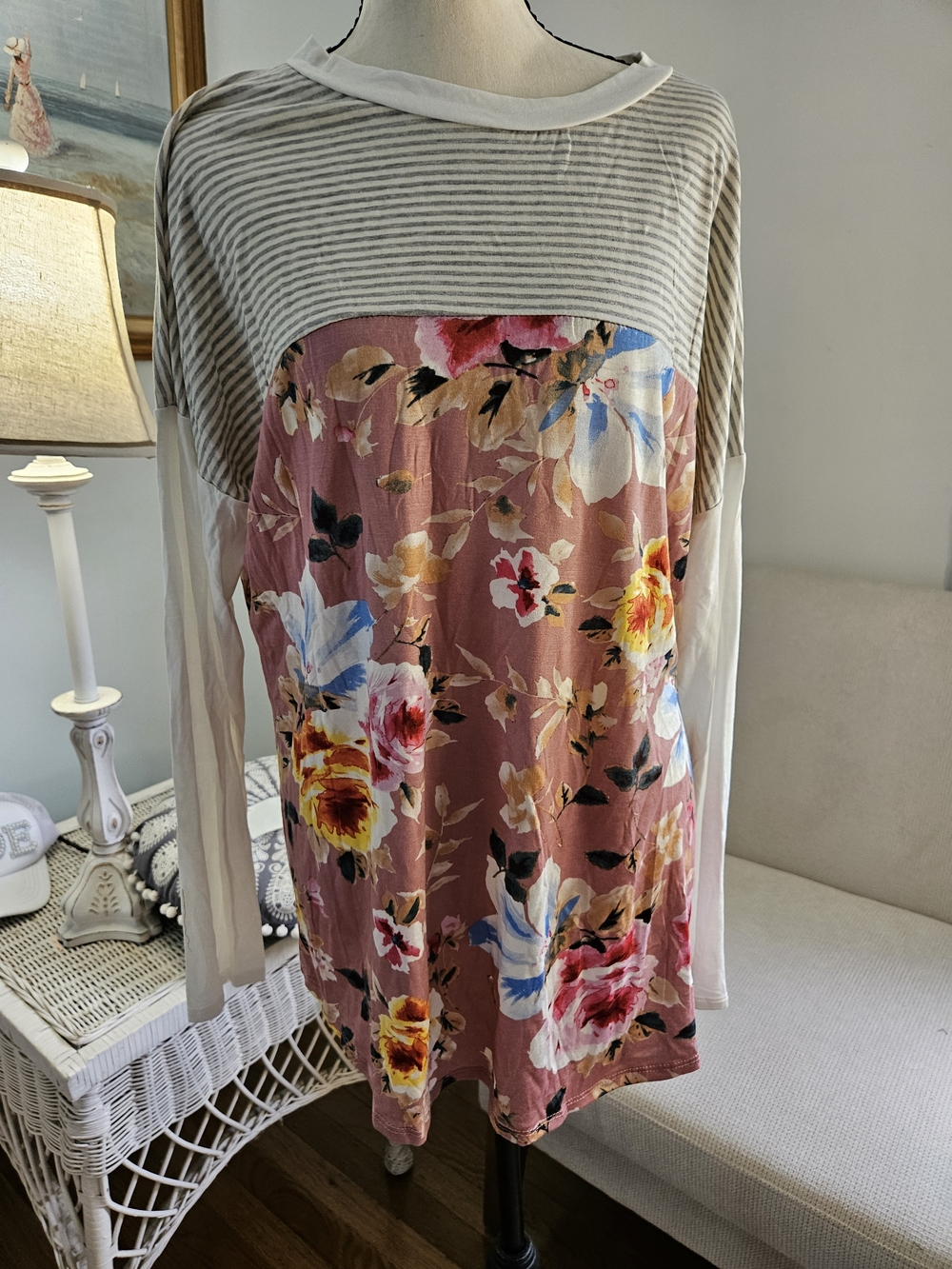 Floral Pink Midi Skirt with Mixed Bloom Design